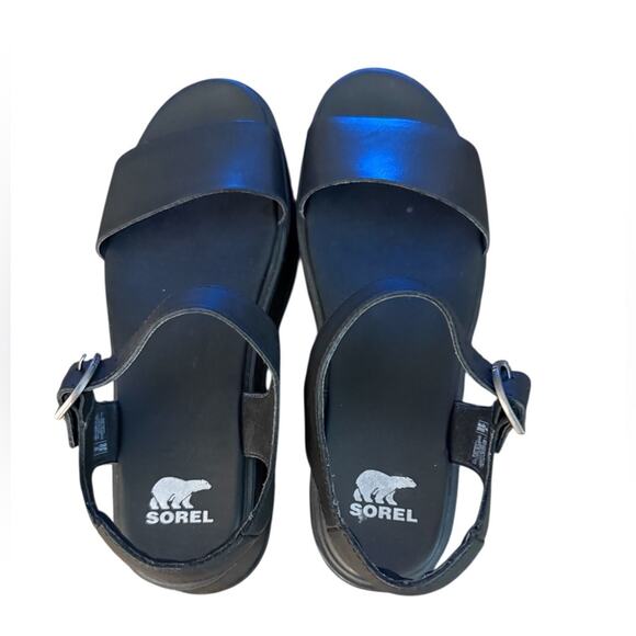 NWOT Sorel DaySpring Ankle-Strap Platform Black Sandals – Sz 9 - Picture 6 of 7